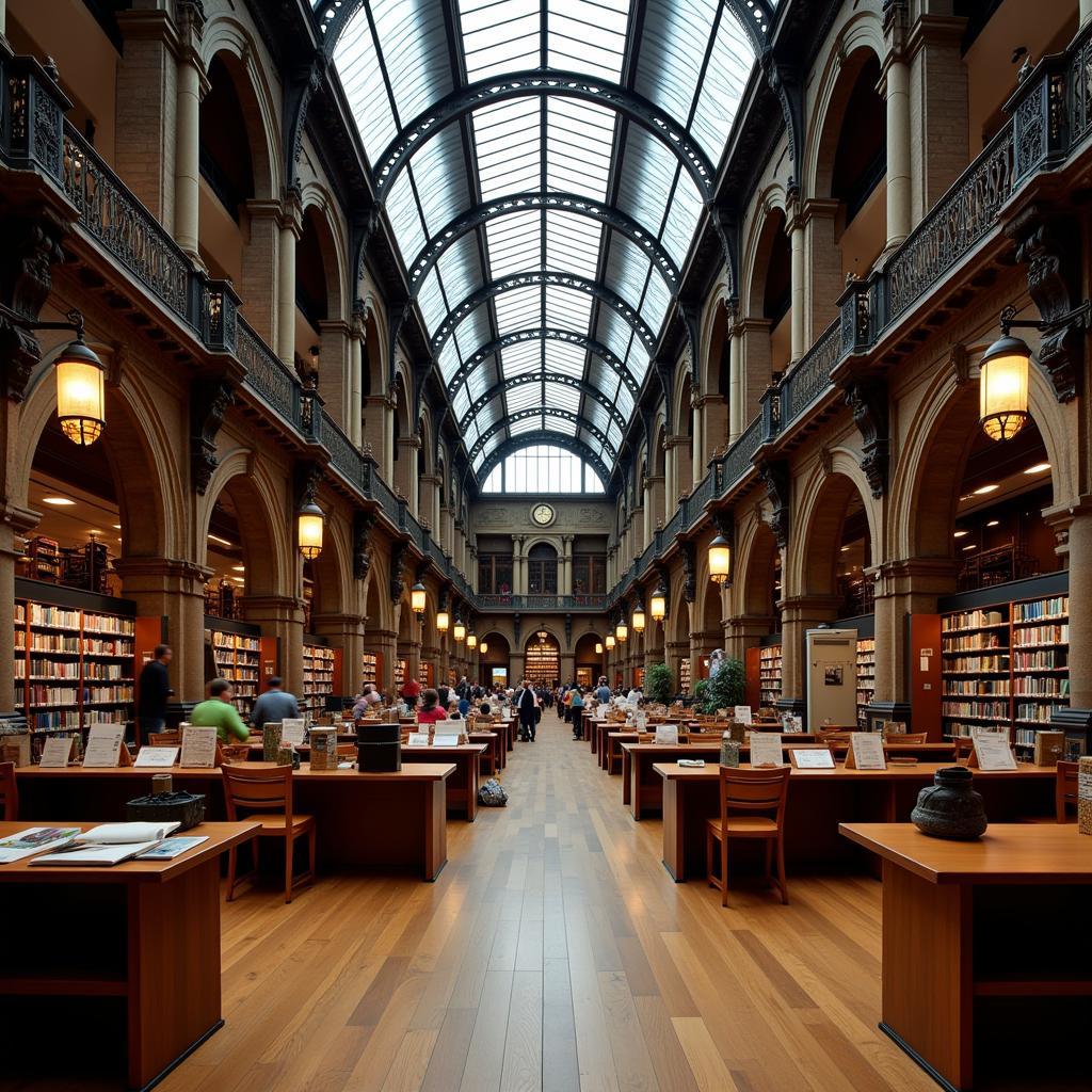 The grand interior of Manchester Central Library.