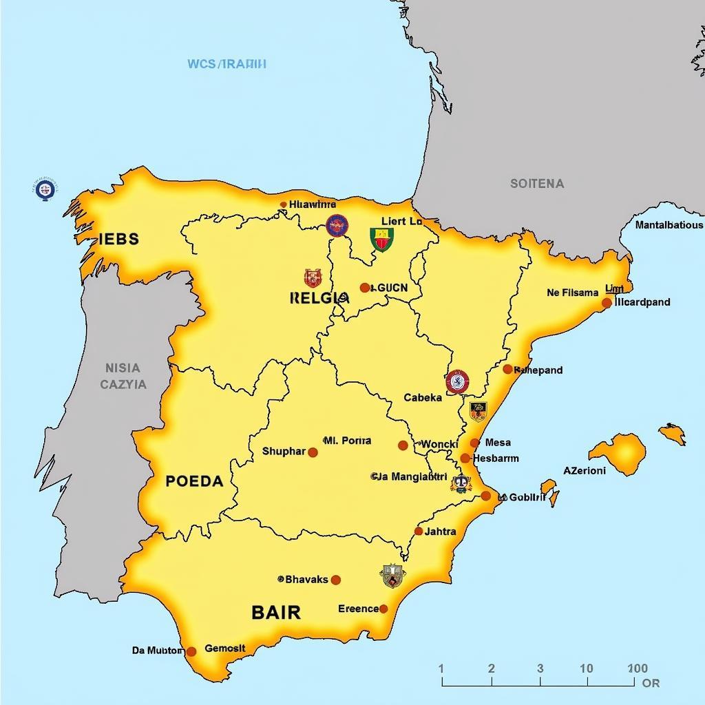 Map of Spanish Football Clubs in La Liga