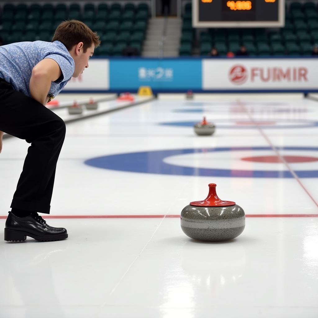 Mark Curls Referee Observing Stone Trajectory