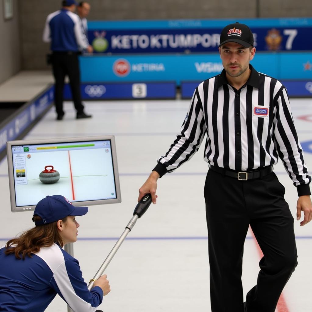 Mark Curls Referee Utilizing Technology for Precise Measurement