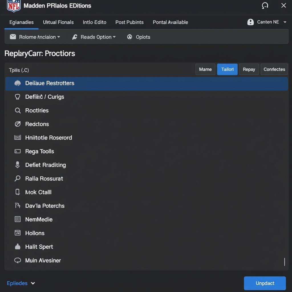 Madden NFL Replay Editor Interface