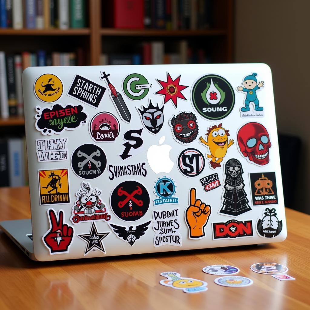 Melee Sticker Covered Laptop