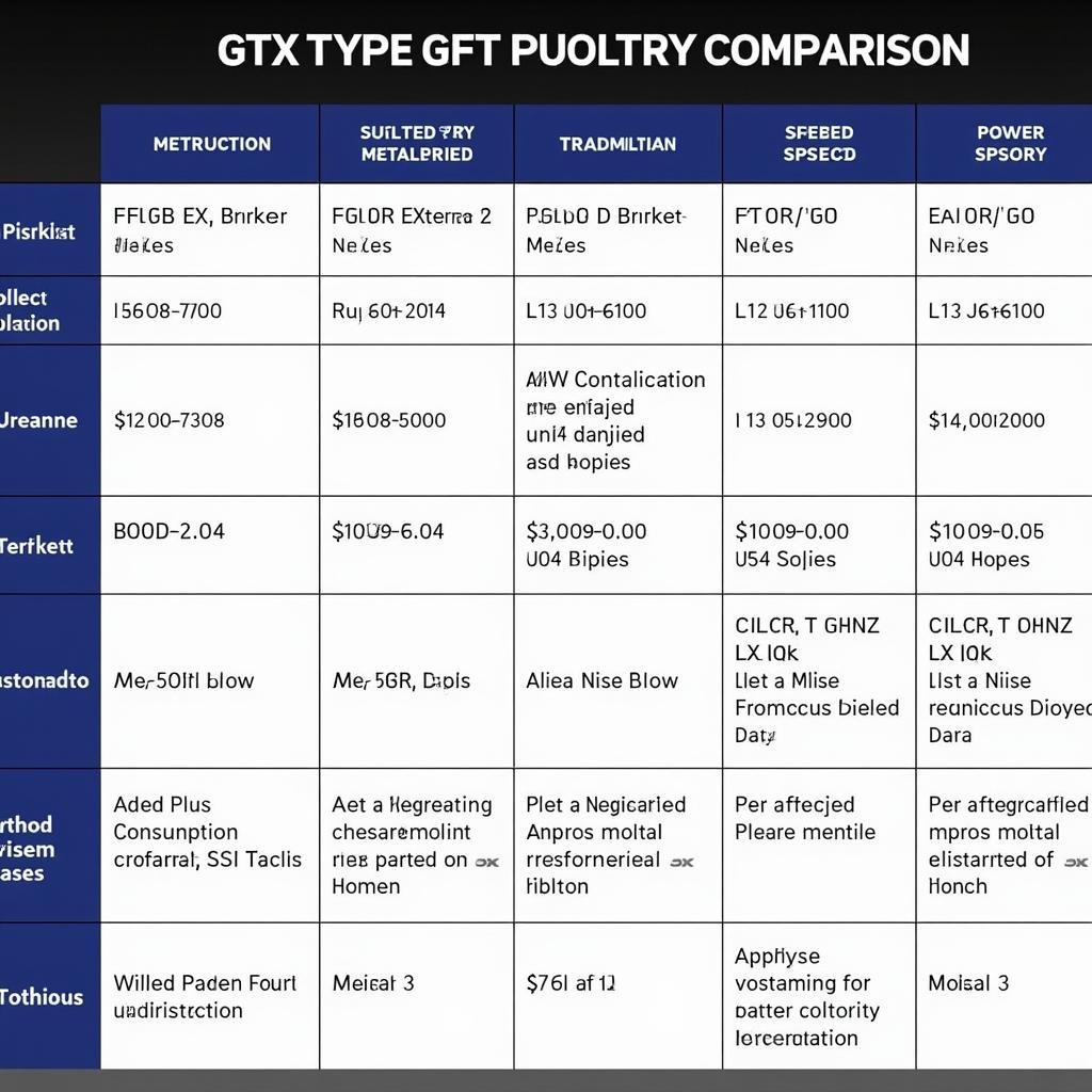 Metal GTX Model Comparison Chart