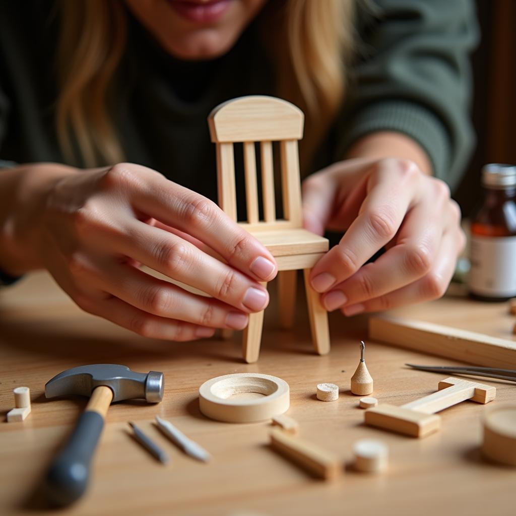 Assembling a miniature furniture kit