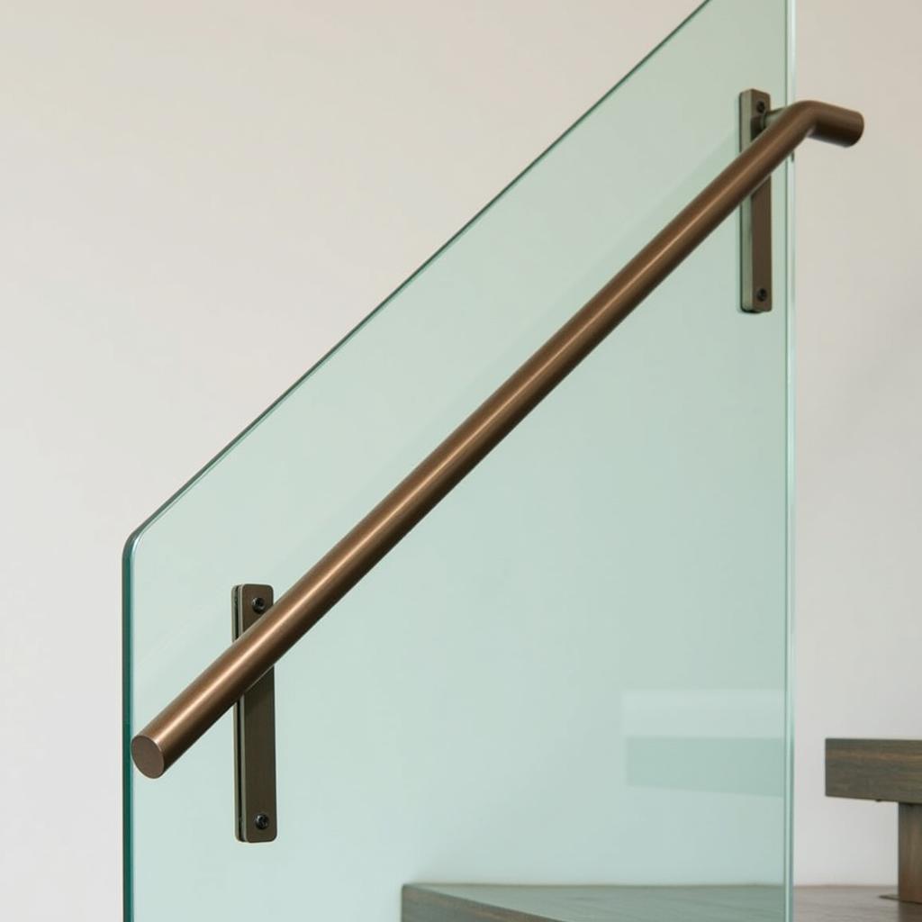 Modern Bronze Handrail on a Glass Staircase