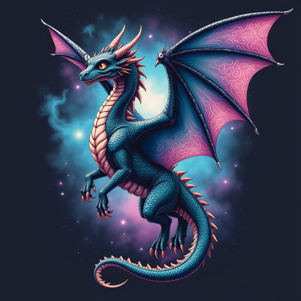 Modern Fantasy Dragon T-Shirt Illustration