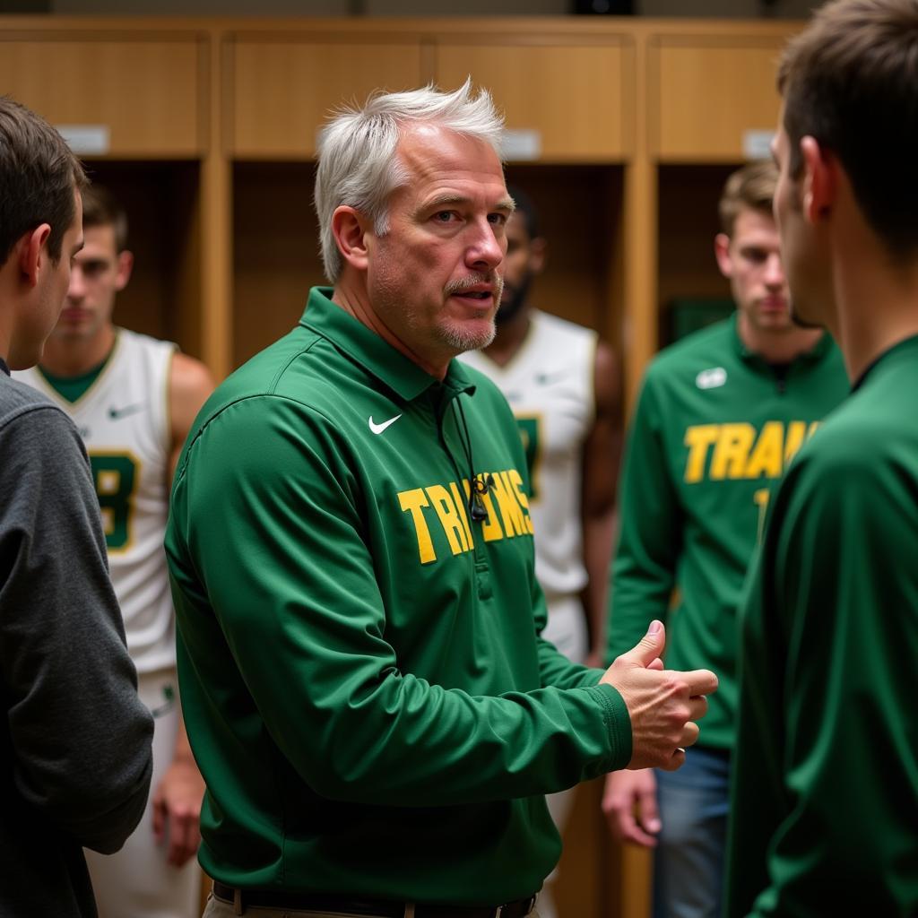 NDSU Bison football coach addressing his team