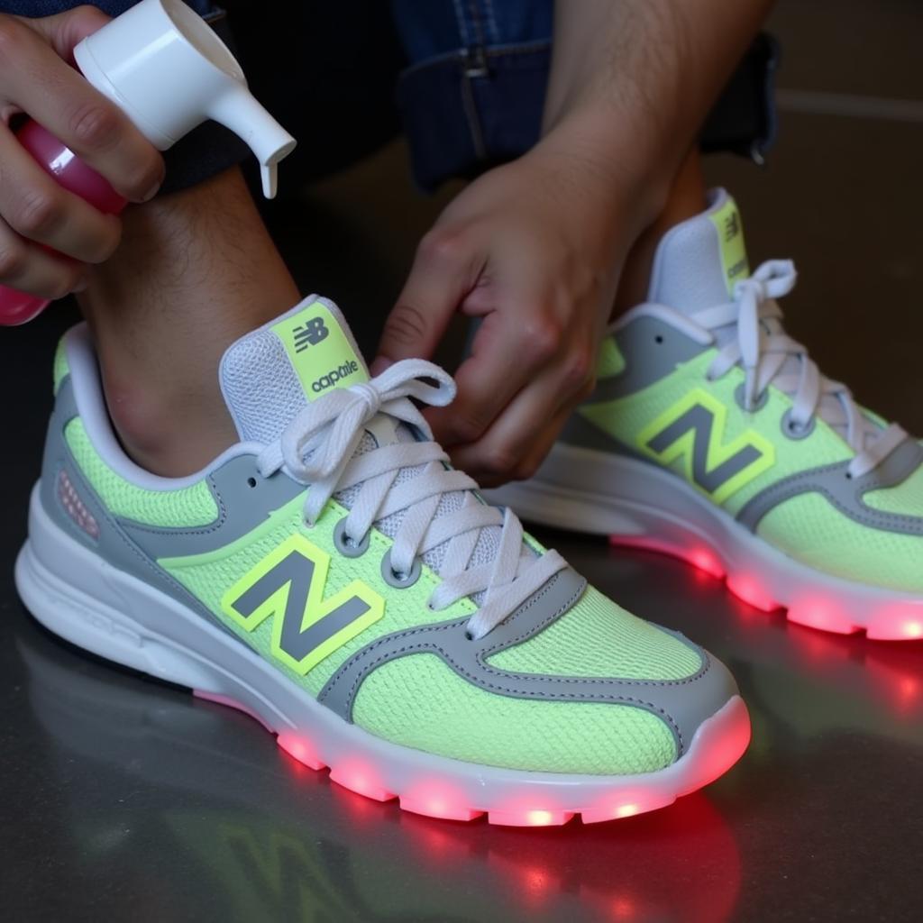 Cleaning neon New Balance sneakers