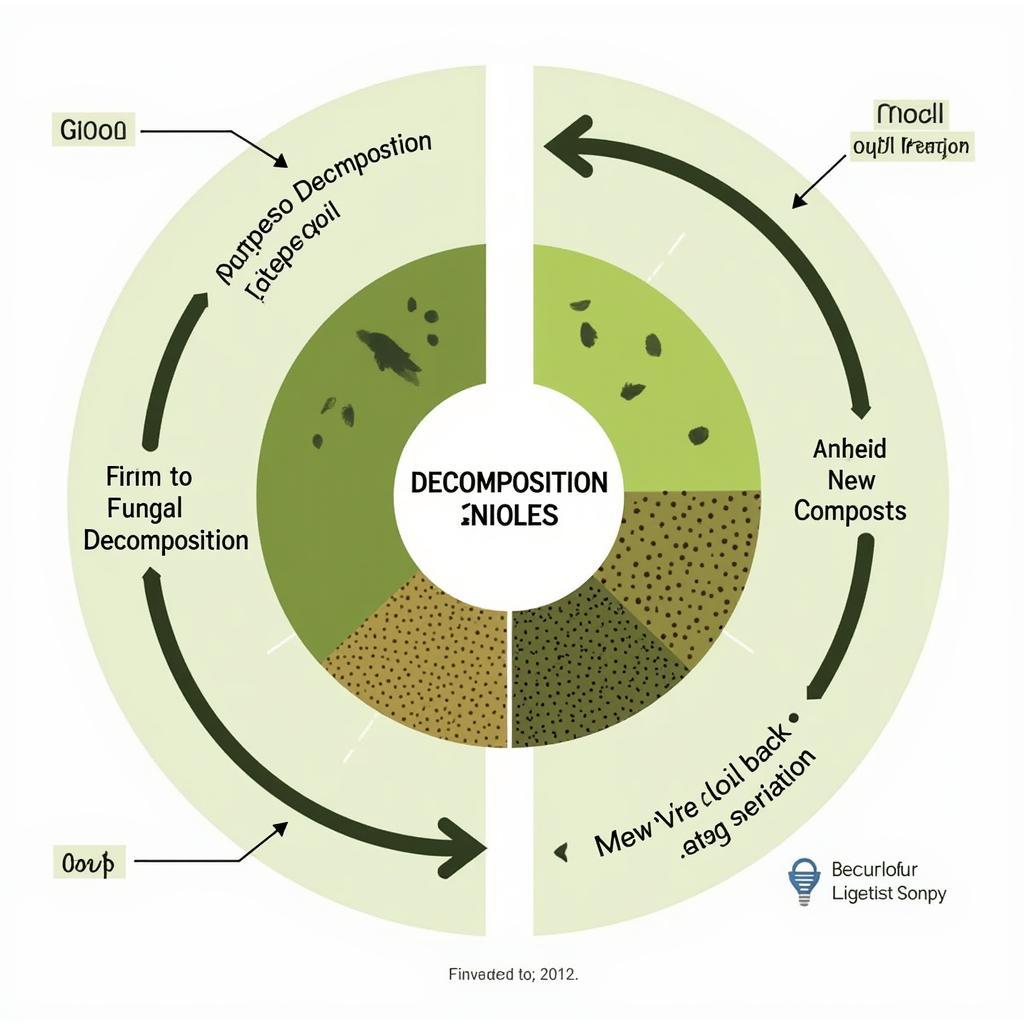 Illustration of a disrupted decomposition cycle in the absence of mushrooms.