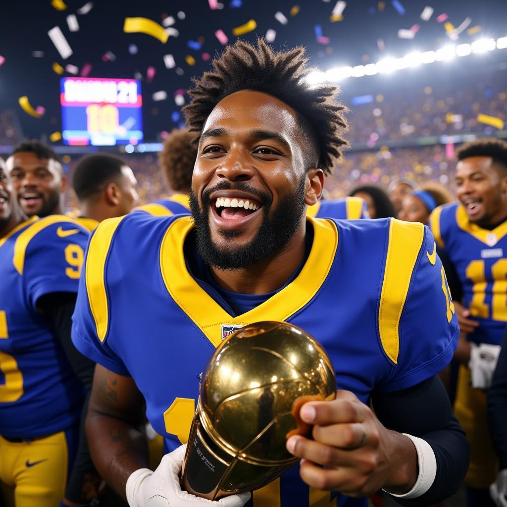 Odell Beckham Jr. Celebrating Super Bowl LVI Victory