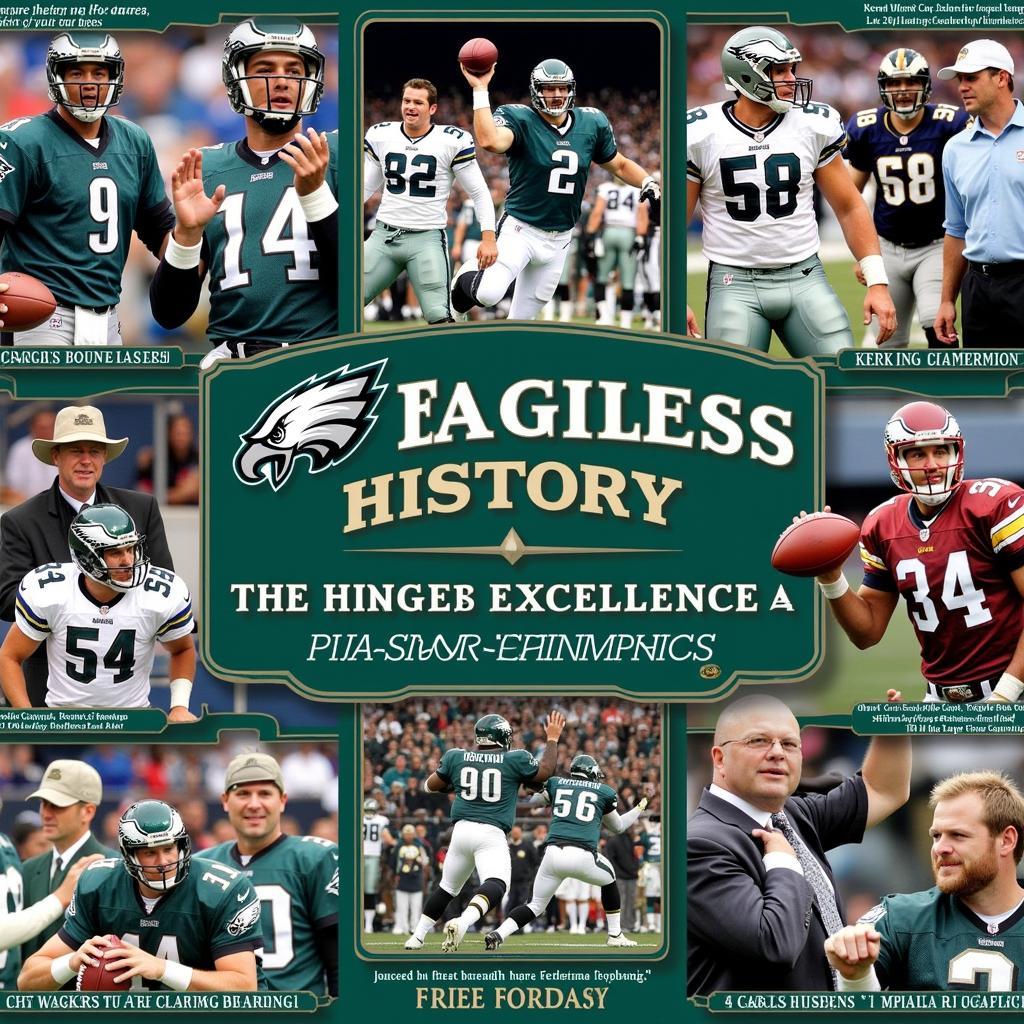 Historical images of Philadelphia Eagles victories and iconic moments