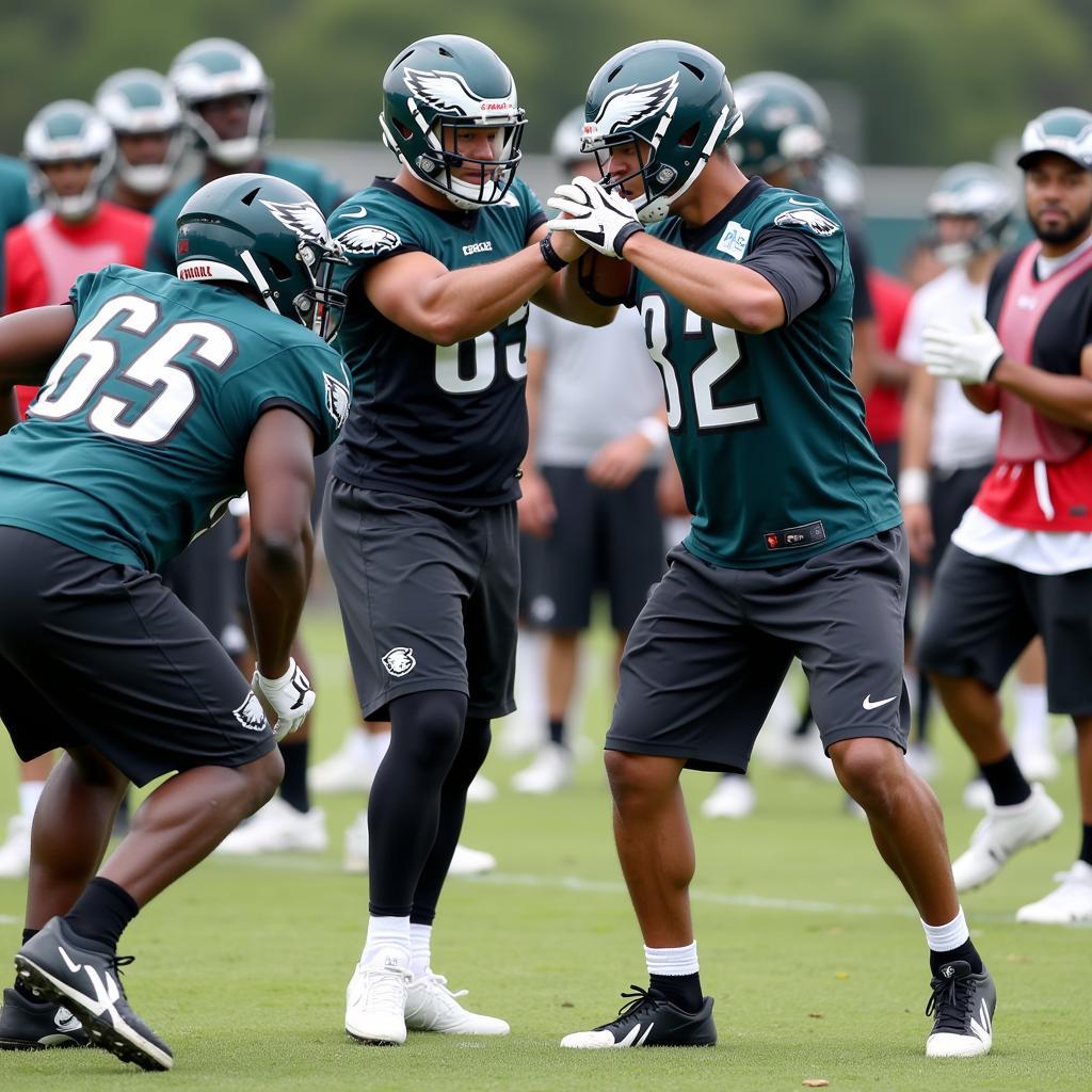 Philadelphia Eagles players undergoing rigorous training