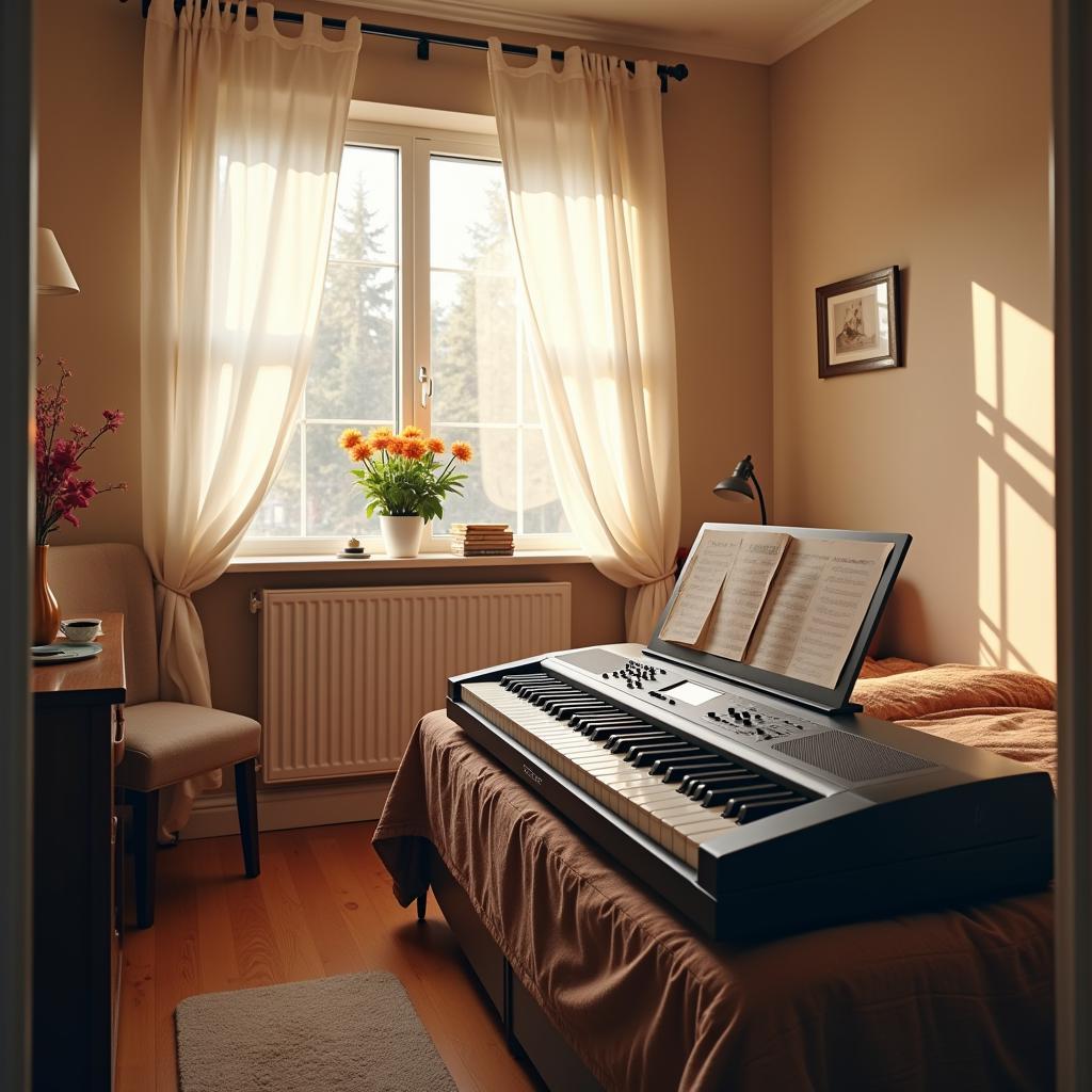 Piano in a Cozy Bedroom