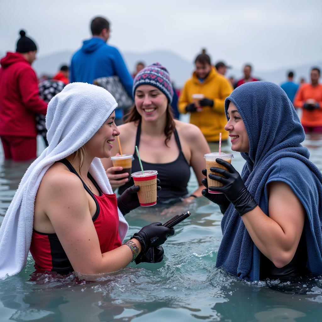 Participants Warming Up After the Plunge