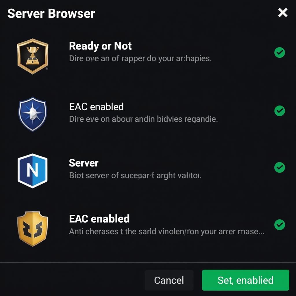 Ready or Not Server List Displaying Anti-Cheat Status