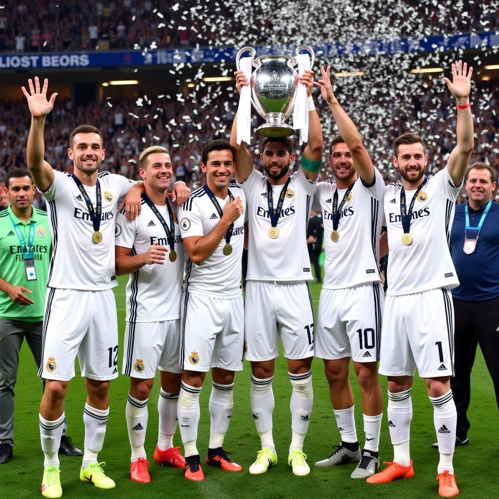 Real Madrid Celebrating their Champions League Win