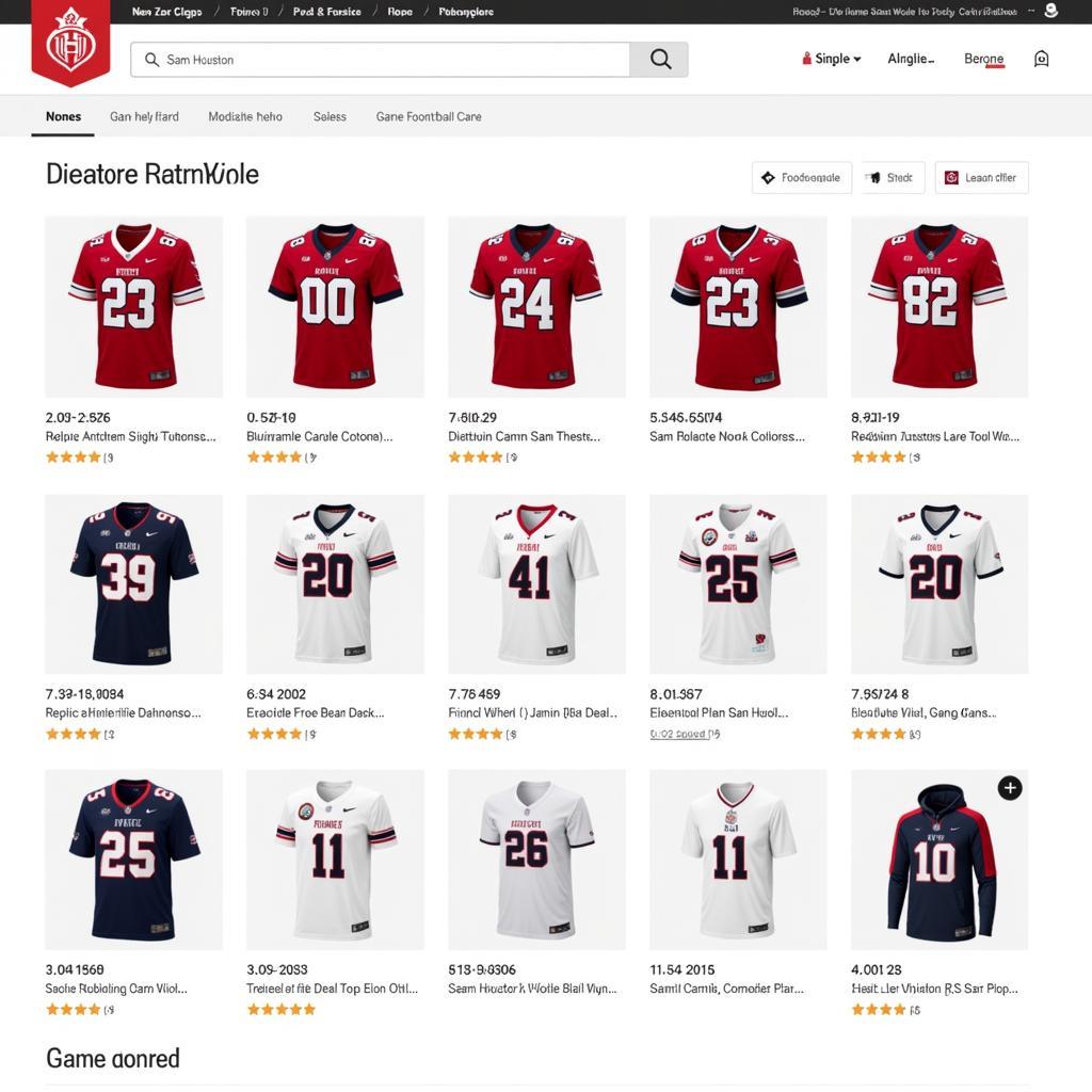 Various Sam Houston State Bearkats football jerseys displayed in an online store.