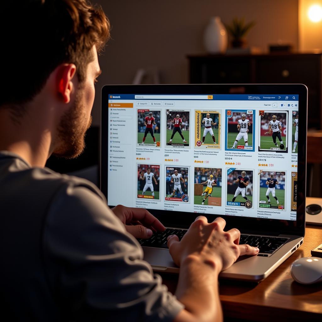 A person searching for 89 score football cards on online marketplaces.