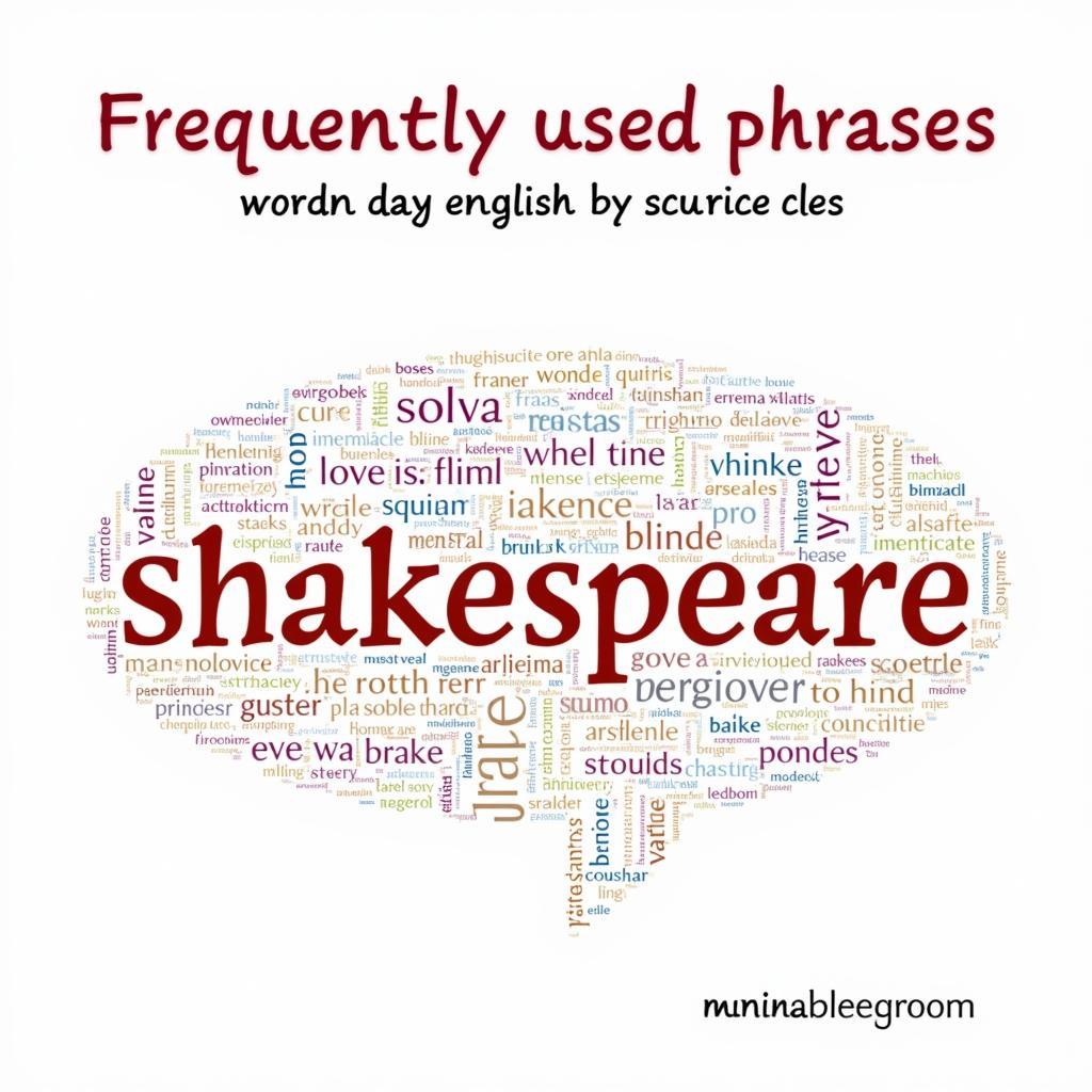 Shakespeare's Influence on Modern Language:  A visual representation of how Shakespeare's works continue to influence modern language, shown through common phrases and expressions originating from his plays.