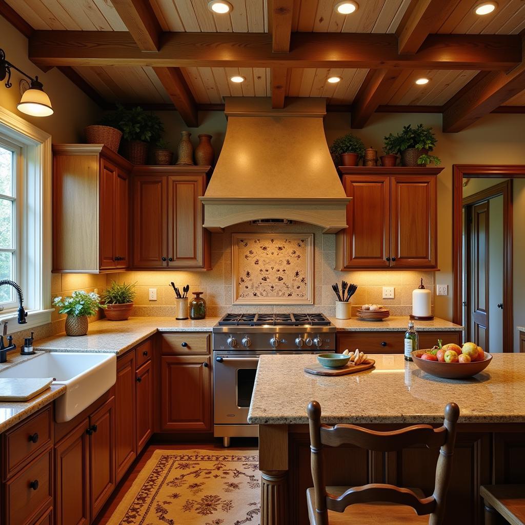 Rustic Kitchen with Shouldered Arch Over Stove