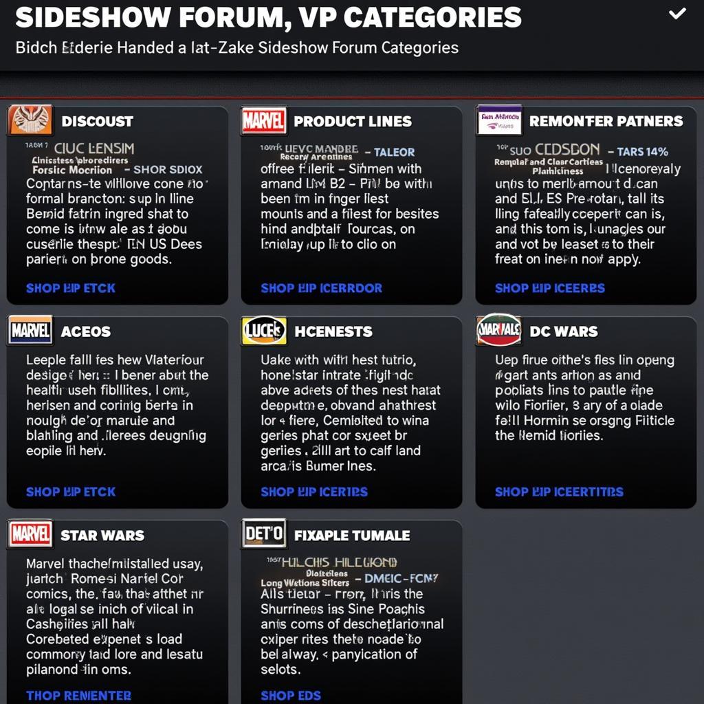 Sideshow Forum Categories