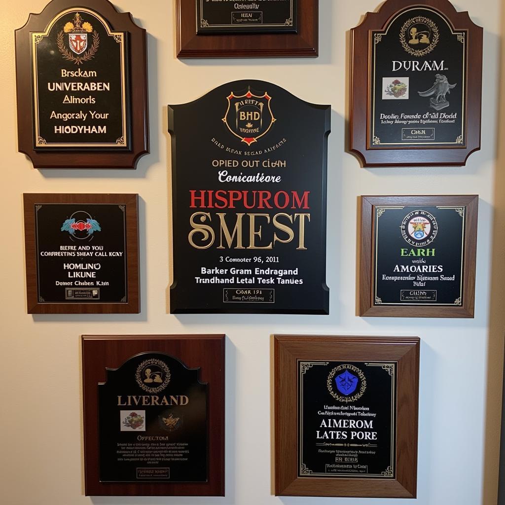 Signature plaques commemorating gaming achievements