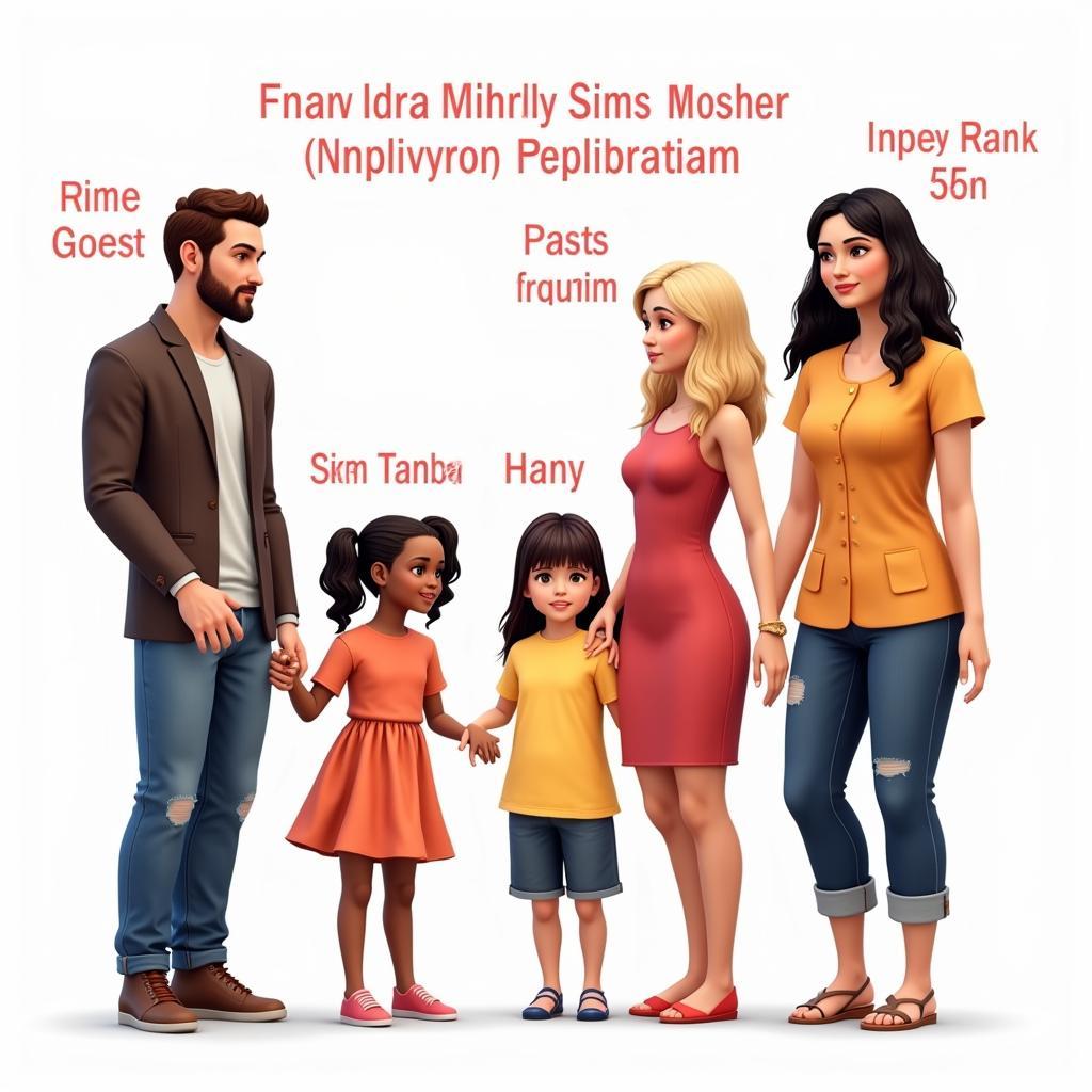 Sim Family Portrait with Generated Names