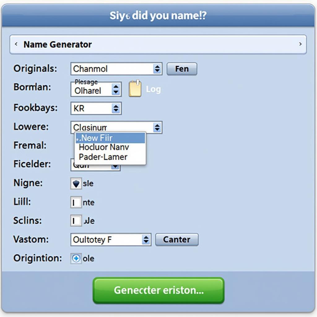 Sim Name Generator Interface