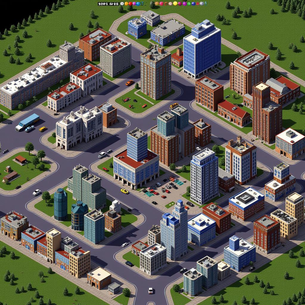 SimCity 2000 Cityscape: A Pixelated Metropolis