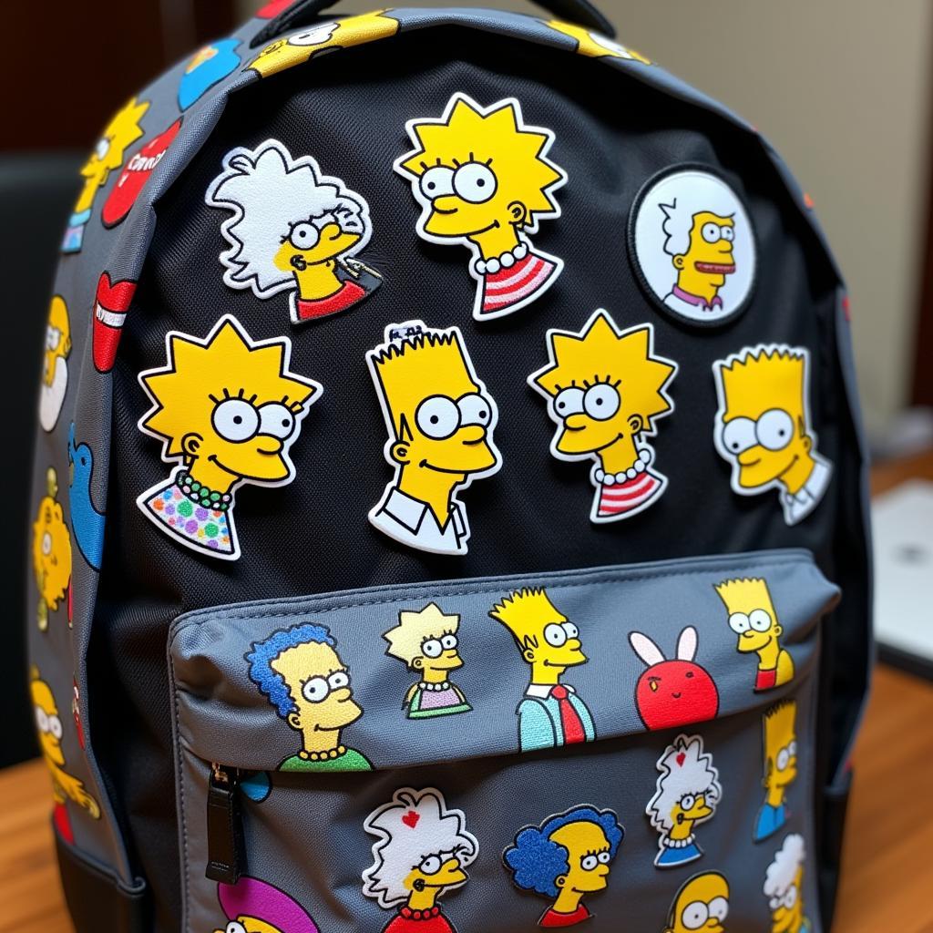 Simpsons Patches Adorning a Backpack