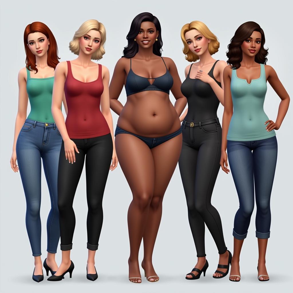 Sims 4 Sims with Diverse Body Types