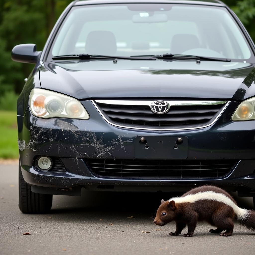 Car Damage After Skunk Collision