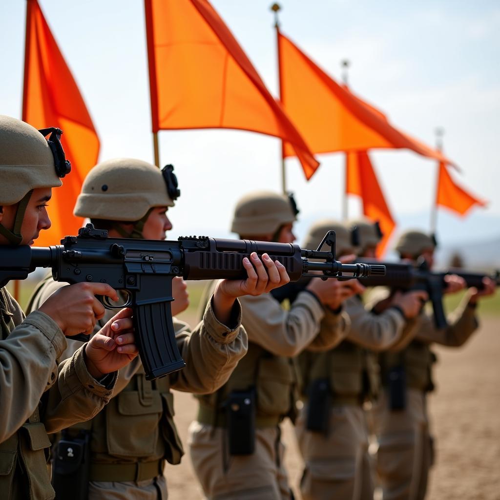 Soldiers Using Muzzle Flags During Training