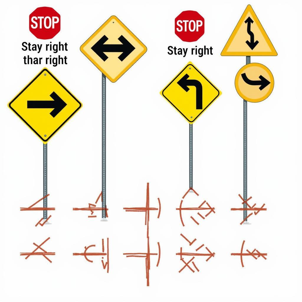 Variations of Stay Right Signs