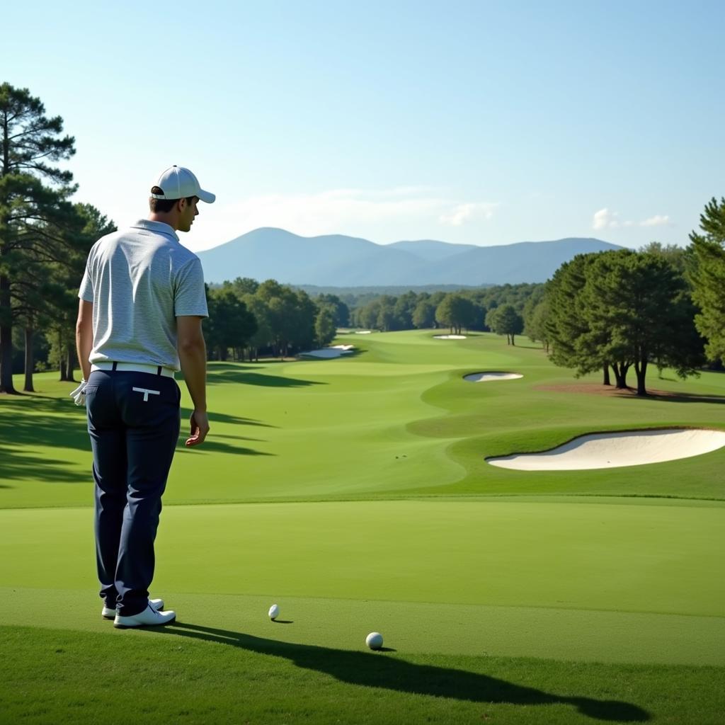 Golfer Planning Their Next Shot on the Course