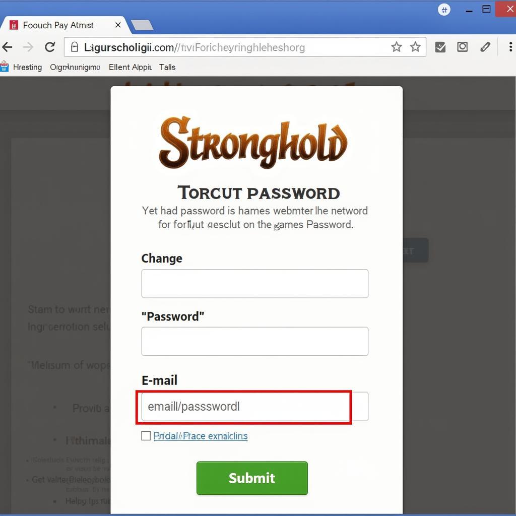 Stronghold Game Forgot Password Page