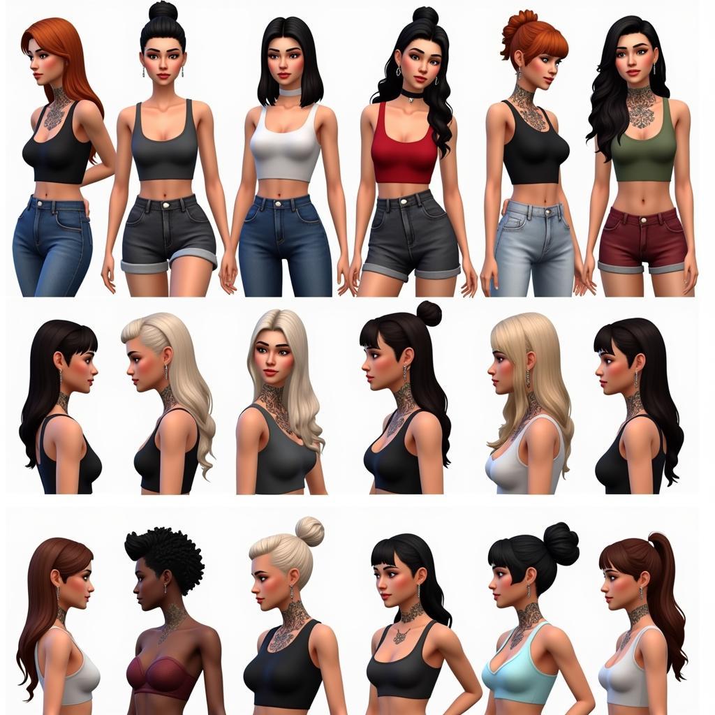 Styling Sims with Neck Tattoos