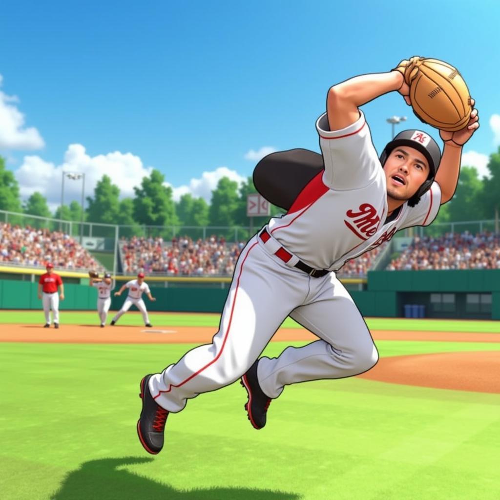 Super Mega Baseball 4 Gameplay Featuring a Diving Catch