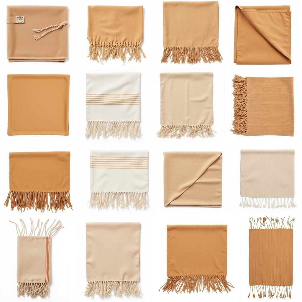 Various Tan Beach Towels Displayed