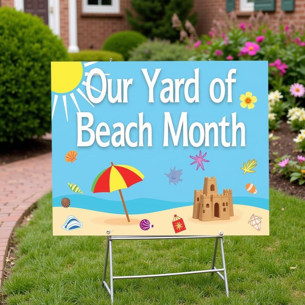 Themed Yard of the Month Sign with Summer Beach Theme