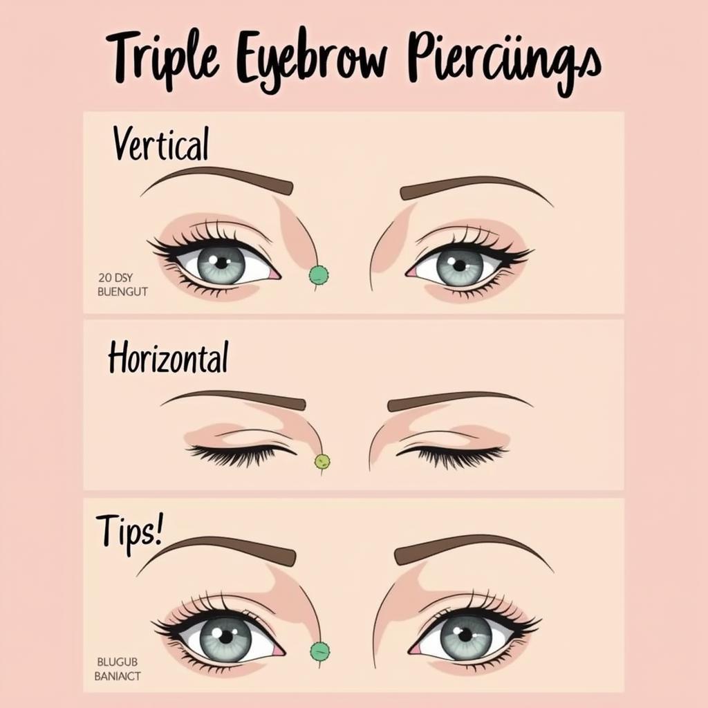 Triple Eyebrow Piercing Variations