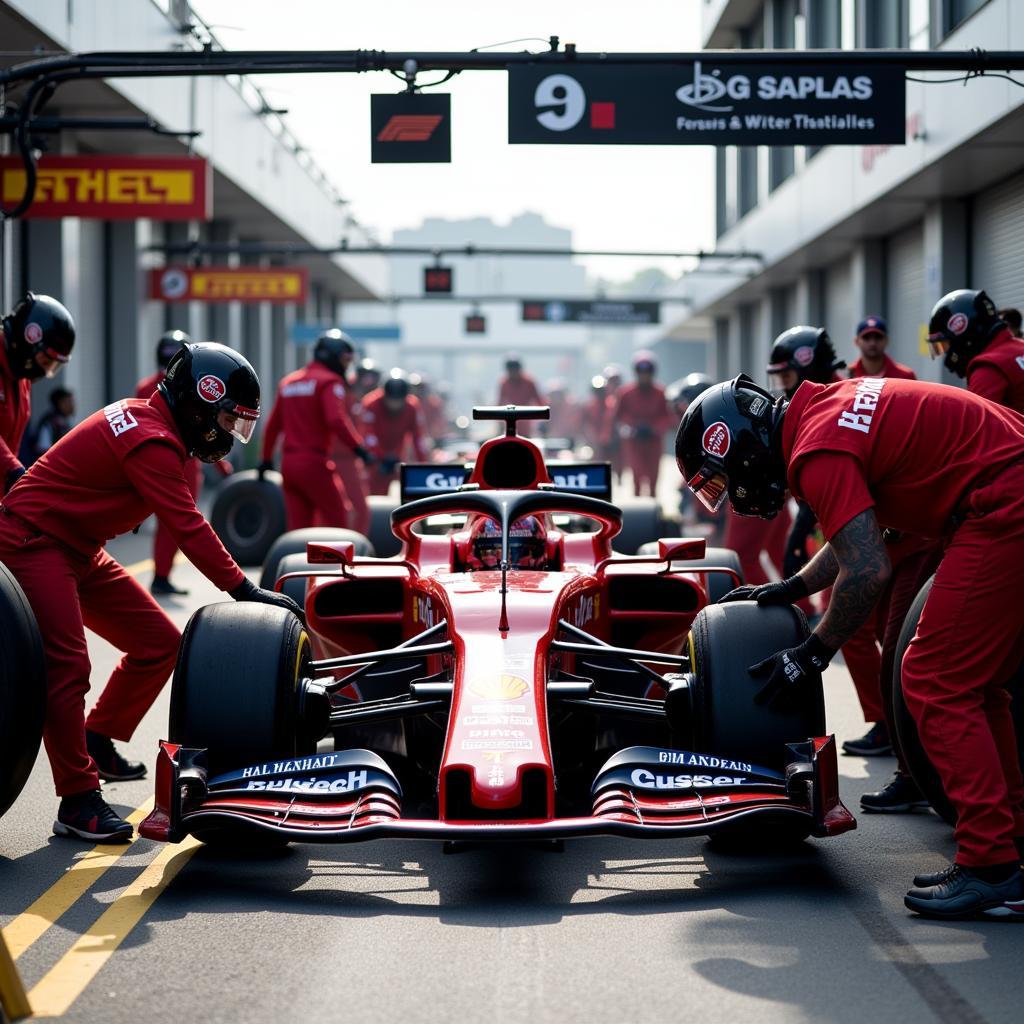 F1 Pit Stop Tire Change