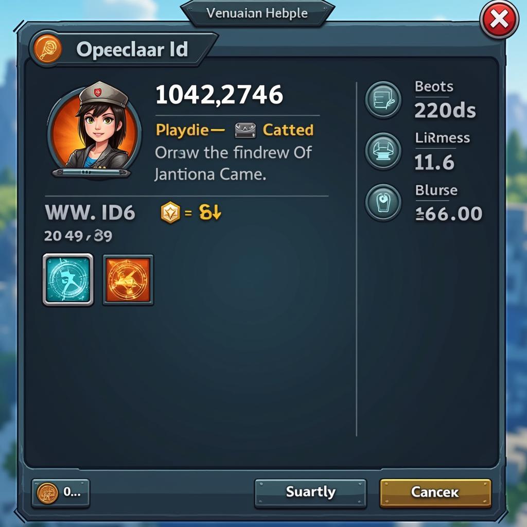 User ID 10422746 displayed on an online game profile screen