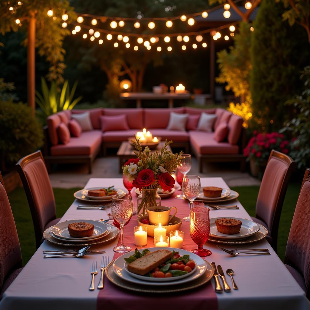 Valentine's Backyard Dinner Setup