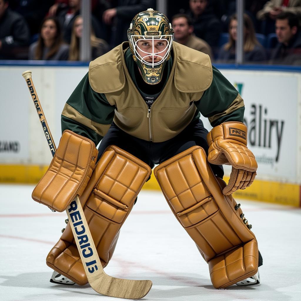 Vintage Hockey Goalie Pads with Foam Padding