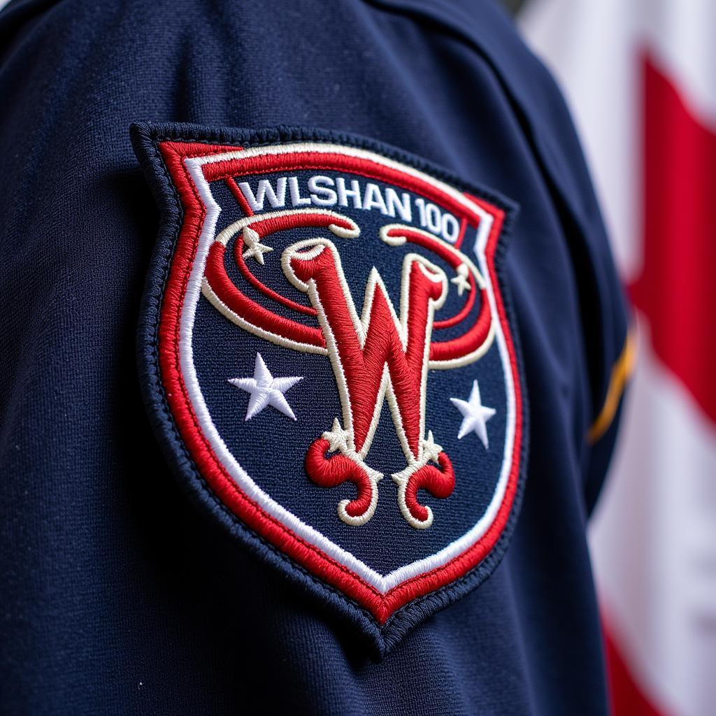 A Washington Commanders jersey proudly displaying the team's new patch.