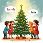 Kids laughing and suggesting whimsical names for the Christmas tree