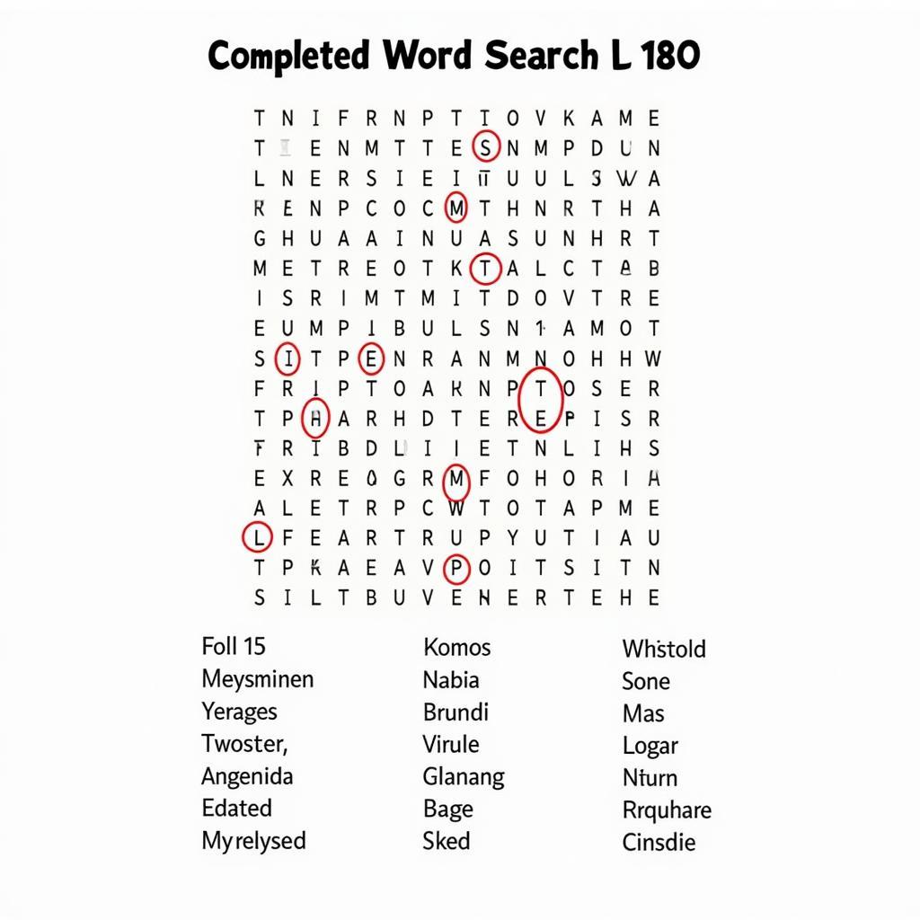 Word Search Puzzle Level 180 Answers